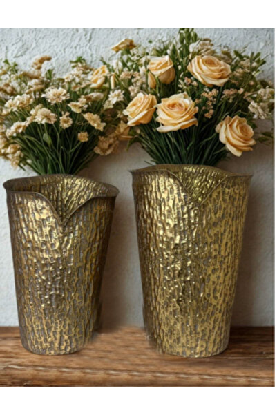 Savita Home MSL-103 Metal Dekoratif Vazo Seti Büyük 66x45 cm Küçük 60x79 cm M...