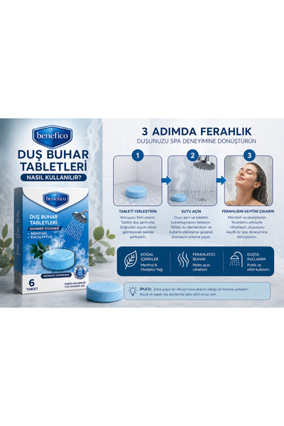 BENEFICO Mentol ve Okaliptus Özlü Duş Buhar Tableti