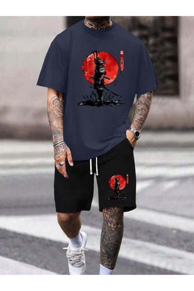puolikuu Unisex Oversize ΣΕΤ ΣΟΡΤΣ με μικτό εμπριμέ μπλουζάκι - ΣΕΤ ΣΟΡΤΣ ειδ...
