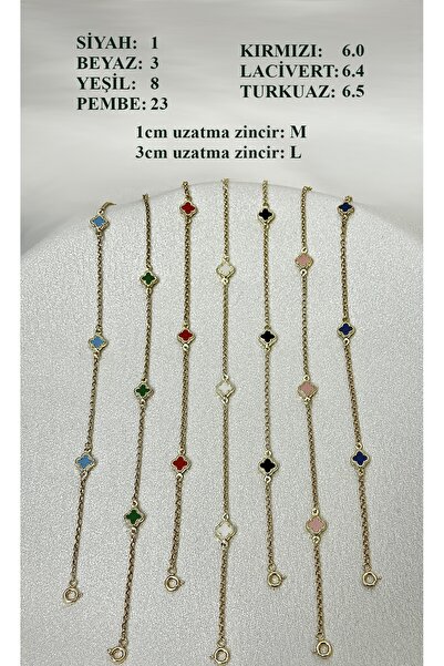 Side Gold Kuyumculuk 14 Ayar Sarı Altın Dört Yapraklı Şans Bileklik (Siyah, B...