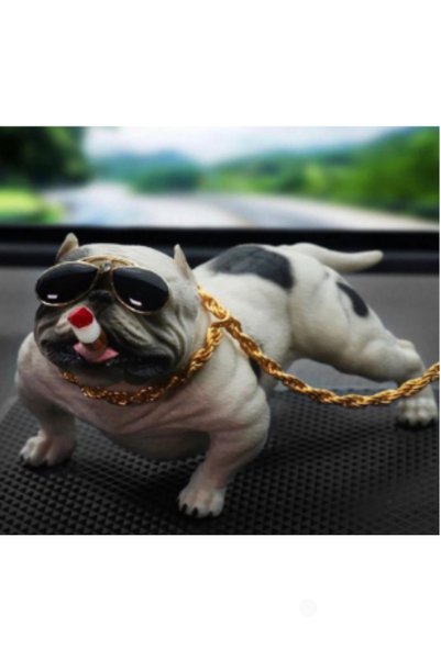 Yerli Decorative Pitbull Ceramic Dog with Suction Cup White