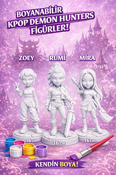 deep3d Boyanabilir KPOP Demon Hunters Figür Seti – Zoey, Rumi, Mira (16 cm)