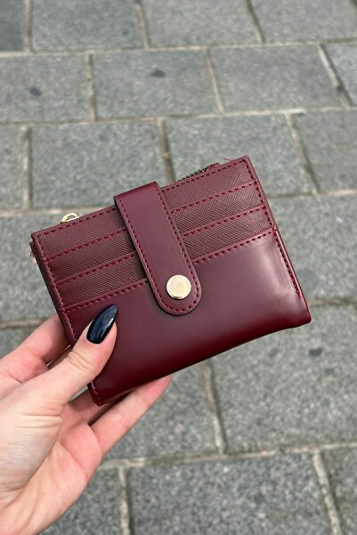 Grsbags Bordo Kadın Fermuarlı Cüzdan