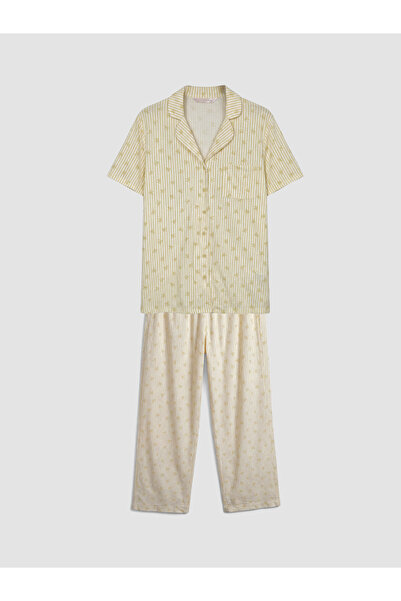 LC Waikiki Collared Neck Patterned Women's Pyjamas Set