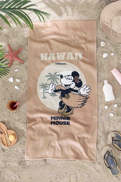 Özdilek Minnie Mouse Hawaii Disney Lisanslı Kadife Plaj Havlusu 60x120 cm