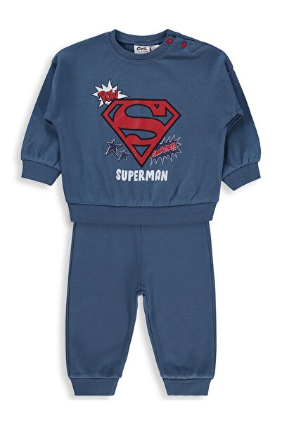 Civil Baby Superman Baskılı 3-18 Ay Takım - Mavi