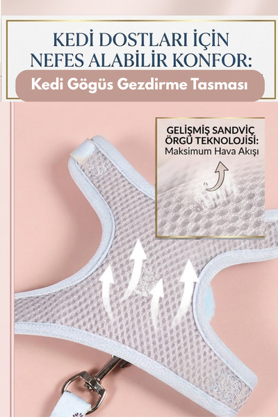 ego home Kaçış Önleyici Küçük ve Orta Irk Kedi Köpek Göğüs Tasması Yumuşak,Nefes Alabilir, Dayanıklı