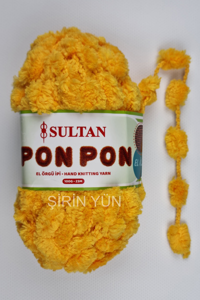 Sultan Ponpon İp 100 Gram 15 Metre %100 Polyester Sarı 917