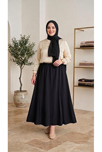 ECEYLÜL MODA Γυναικεία Μαύρη Φούστα Scuba Crepe 8 τεμαχίων - Ελαστική Φούστα ...