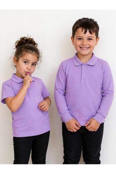 BAGİSTA BUTİK Unisex Children's Short-Sleeved Long-Sleeved Polo Collar T-Shirt
