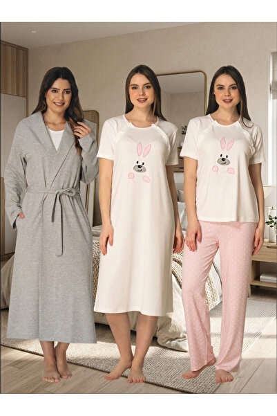 Lohusa Homewear Women's Pink Maternity Summer Dress with Rabbit Figure, Easy ...