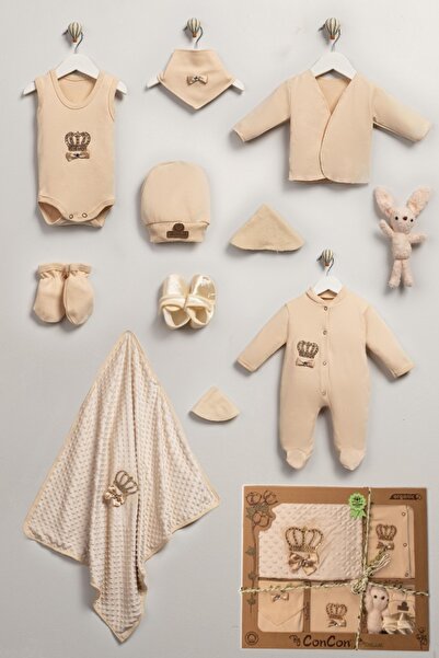 NS ATEİLER 10-Piece Luxury Crown Embroidered Newborn Hospital Discharge Set 1...
