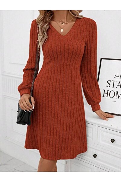 Iuliashop Rochie midi Emira portocalie - M