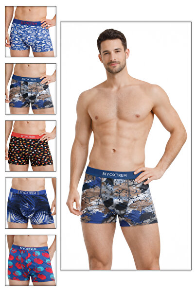 BİYO XTREME Erkek Desenli Boxer 5'li Paket Likralı