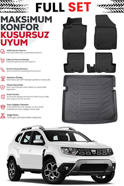 ko kaliteoto Dacia Duster 4X4 2022 Model 3D Esnek Bagaj Havuzu 4D Havuzlu Pas...