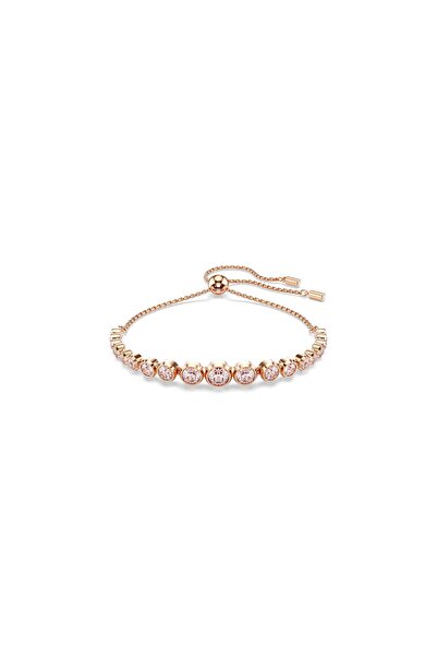 Swarovski Imber Tennis Bileklik Karişik Yuvarlak Kesim Pembe Pembe Altin Reng...