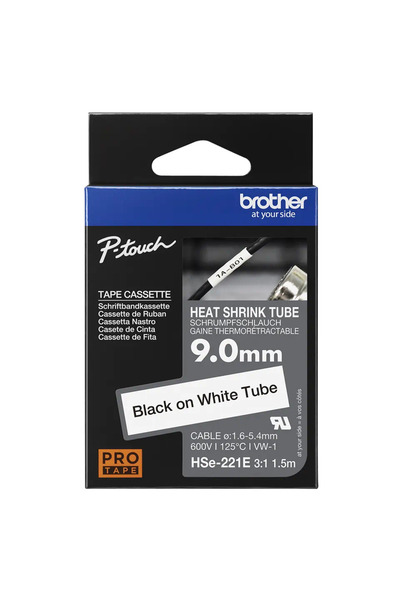 Brother Tub termocontractabil - Rolă 0.9 cm x 1.5 m - Negru pe alb