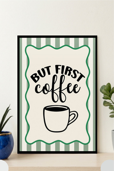 Hedef Plus Coffee, Mutfak Tasarımlı Çerçeve Görünümlü Mdf Tablo