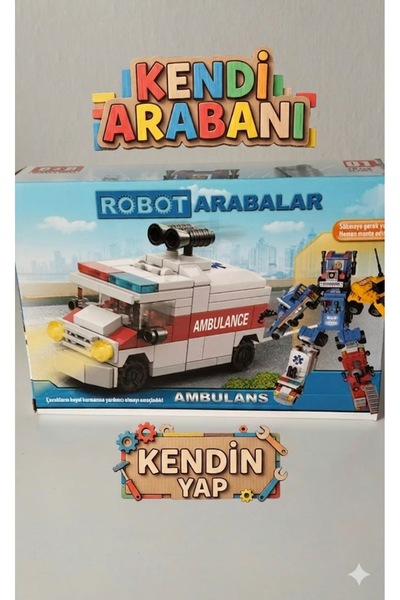 feys shop 81 Parça Ambulans Kendin Yap Eğitici Yapım Seti - Robot Arabalar Se...