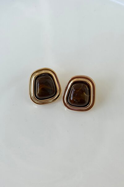 Lavian Accessories Acı Kahve Gold Modern Hafif Küpe