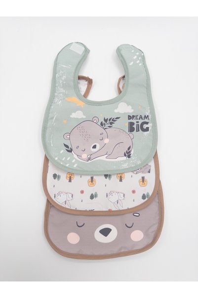 KARAMİLA Set of 3 Baby Bibs / in Special Box / Liquid-Proof and Washable