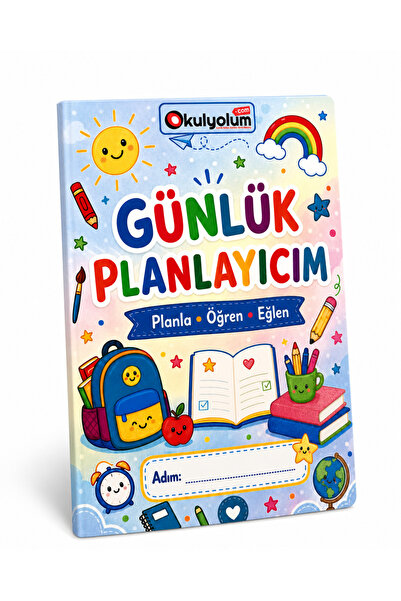 okulyolum دفتر تخطيط يومي مقاس A5 30 ورقة (لطلاب المدارس الابتدائية والإعدادية)