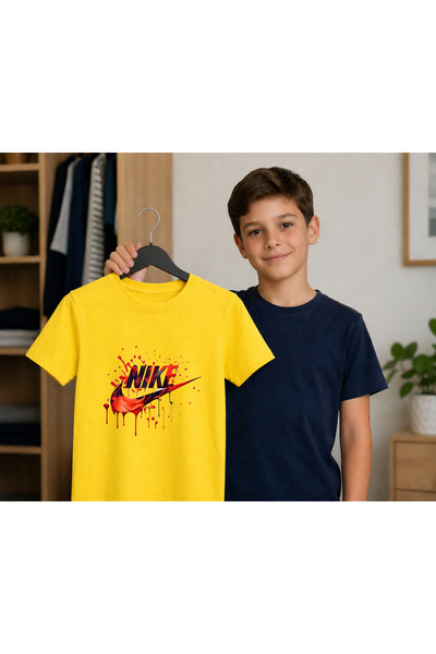 Malfini Παιδικό μπλουζάκι 100% βαμβακερό με στάμπα Nike, για ηλικίες 4-12 ετών