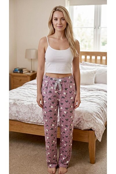 Sinem Çeyiz Pl 0808 Patterned Viscose Combed Cotton Lycra Trousers Single Bottom