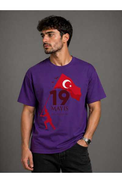 VODEXA 19 MAI ZIUA TINEREȚII Tricou oversize unisex imprimat 100% bumbac Tric...