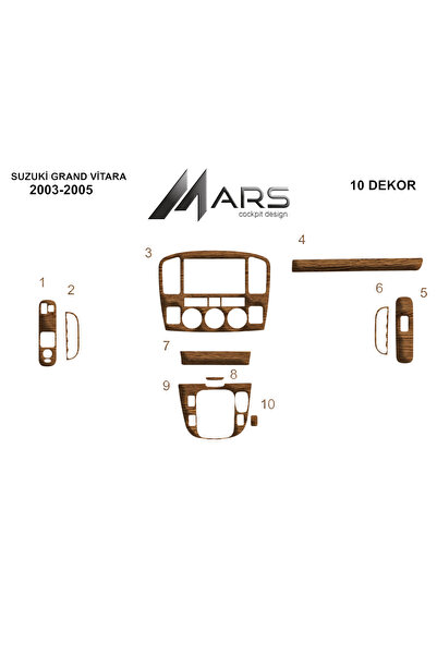 Marscockpitdesign سوزوكي جراند فيتارا وحدة التحكم-توبوردو 2003-2005 10 قطع