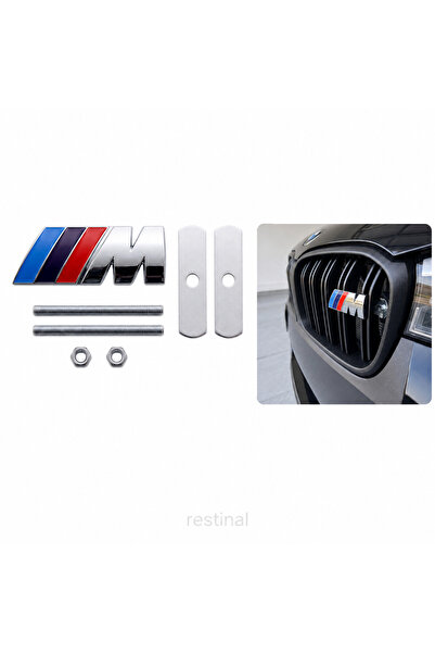 restinal BMW M Panjur Arması Vidalı Krom Metal Ön Izgara Logo Oto Aksesuarı İ...