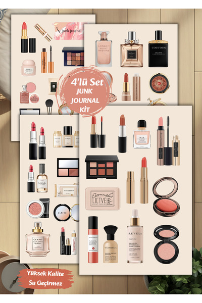 VORACRAFT 4'lü Makeup, Ruj Sticker Set Ajanda Bullet Junk Journal Planlayıcı ...