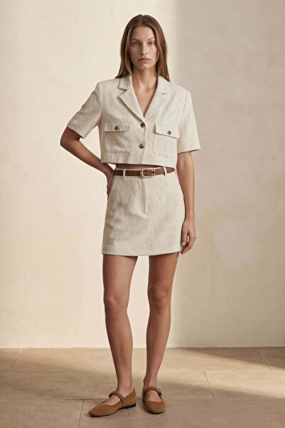 MU&ME BOUTİQUE CEKET DÜĞME DETAYLI CROP MODEL