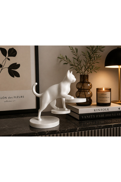 vetria Sanatsal Kedi Figürü Heykel | Modern Minimal Dekor | Estetik Ev Objesi