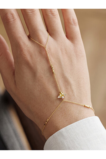 GKCBijoux 316L Minimalist Taşlı Arı Model Altın renk Çelik Şahmeran Bileklik