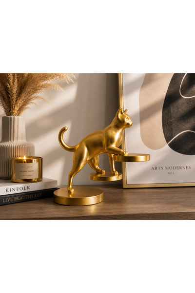 vetria Sanatsal Kedi Figürü Heykel | Modern Minimal Dekor | Estetik Ev Objesi