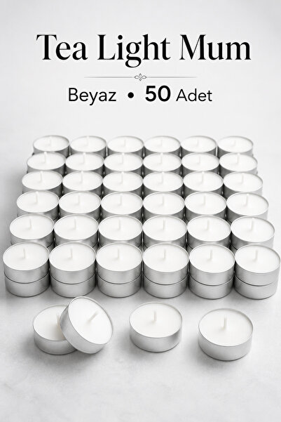 Organizasyon Pazarı Tealight Beyaz Mum | 50 Adet Kokusuz | Buhurdanlık | Part...