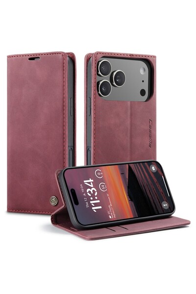 Caseme 013 Retro Θήκη Βιβλίο Wine Red (Apple iPhone 17 Pro Max)