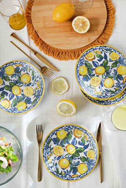 Empressco Lemon Glow Ege Pasta Tabağı 20 cm 4'lü Set, şık ve zarif tasarım