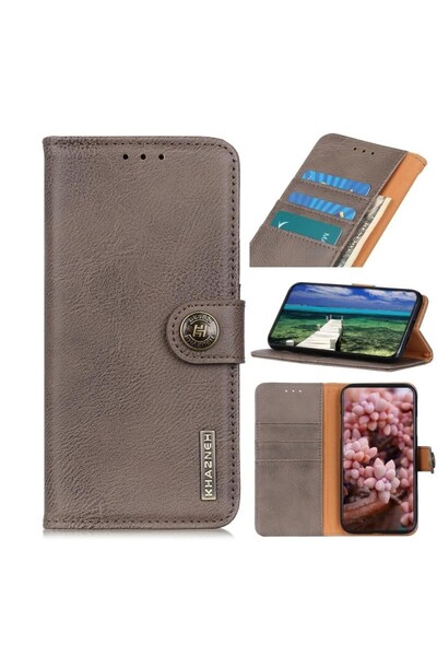 KHAZNEH Leather Wallet Θήκη Πορτοφόλι Khaki (Motorola Edge 40 Neo)