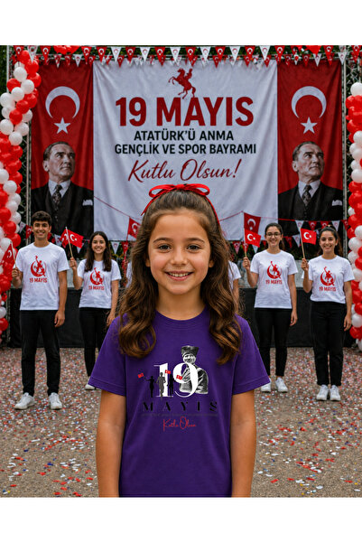 LORVEX 19 mai Tricou Ziua Tineretului Atatürk 100% bumbac, supradimensionat, ...