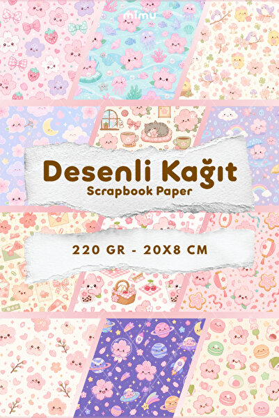 Mimu Art Studio Kawaii Desenli Kağıt Seti Scrapbook Kağıdı Ajanda Kolaj Junk ...