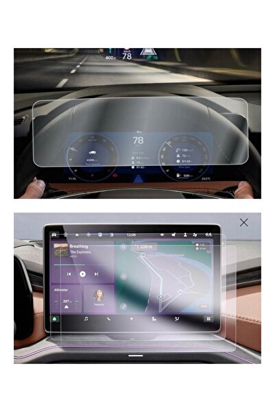 Glassmax Skoda 2025 SuperB Dijital Gösterge ve Multimedya Ekran Koruyucu Pake...