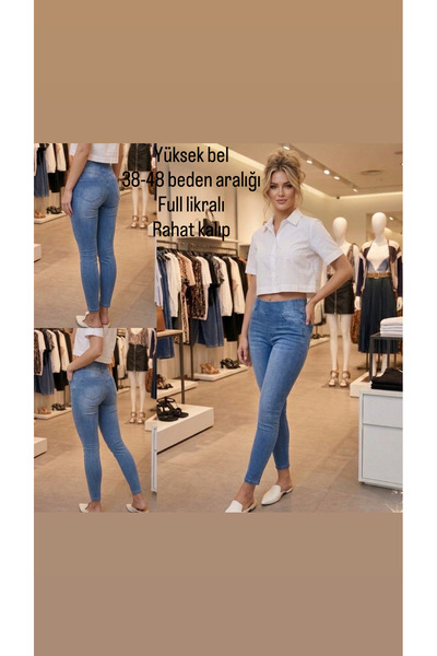 ModamarkReal Beli lastikli toparlayıcı yüksek bel büyük/küçük beden kot pantolon tayt rahatlığı