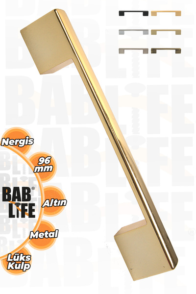 bablife Kale Nergis 96mm Altın Sarısı Lüks Çekmece Dolap Mobilya Kulpları