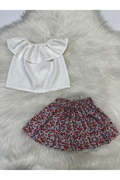 Moda Lina Baby Baby Girl 2-Piece Set Madonna Collar White Blouse & Crispy Flo...