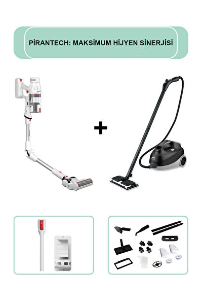 PiranTech ES-330 PRO Dikey Süpürge & CB-107C Profesyonel Buharlı Temizleyici