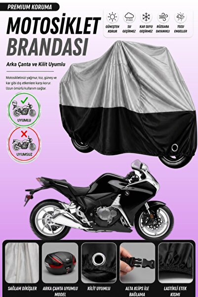 Cemku Double Gray Top - Black Bottom, Rear Bag Compatible Honda Vfr 1200 F Mo...