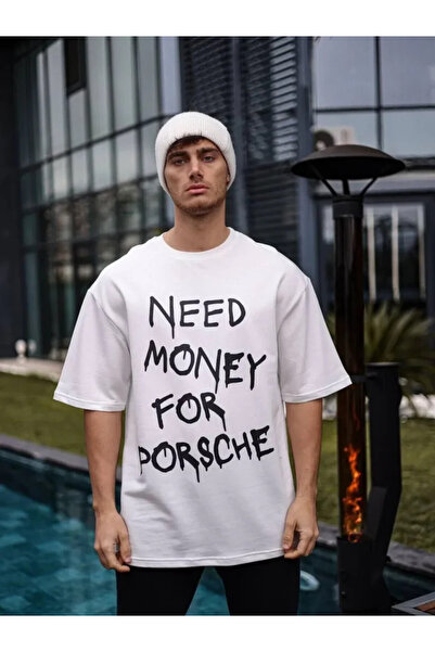 Efnaz style Unisex Crew Neck Printed Oversize T-Shirt - White