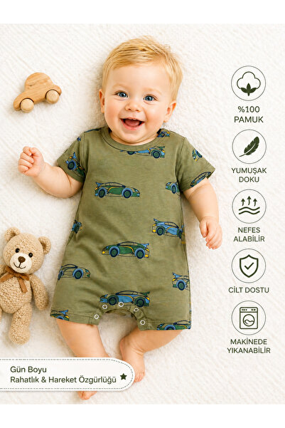 Melekpare Girl Boy Baby Short Jumpsuit Barbatöz Soft 100% Cotton Fabric Summe...